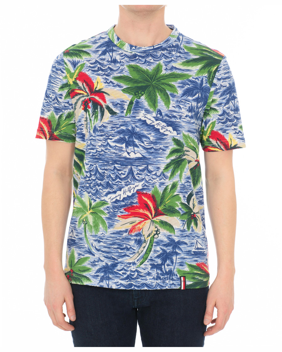Heren | T-shirts | Tommy Hilfiger | Palm Over Print Crew Neck Tee Snow White