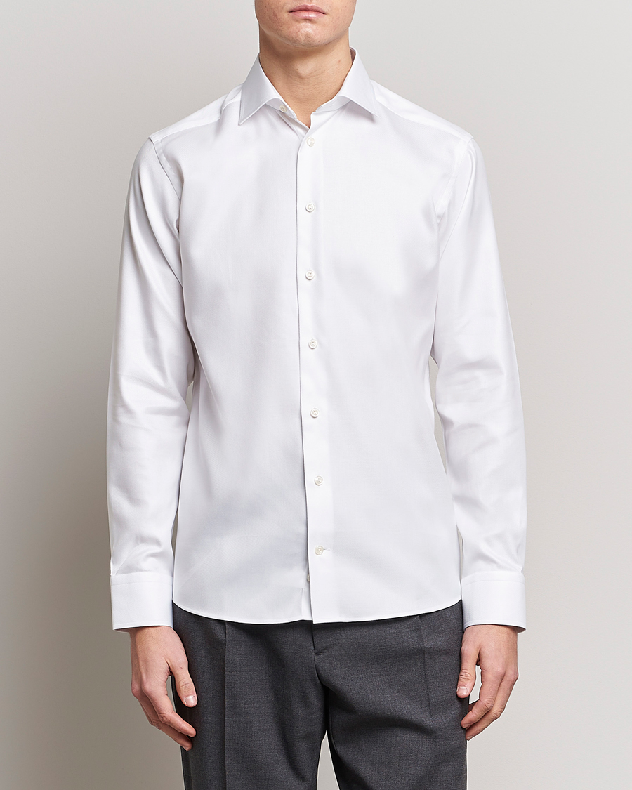 Heren | Overhemden | Eton | Slim Fit Textured Twill Shirt White