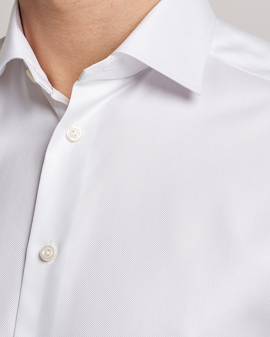 Heren | Overhemden | Eton | Slim Fit Textured Twill Shirt White