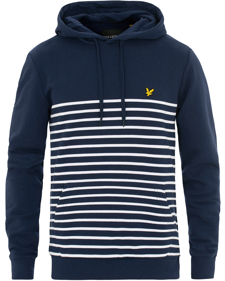 Heren | Truien | Lyle & Scott | Stripe Hoodie Navy/White