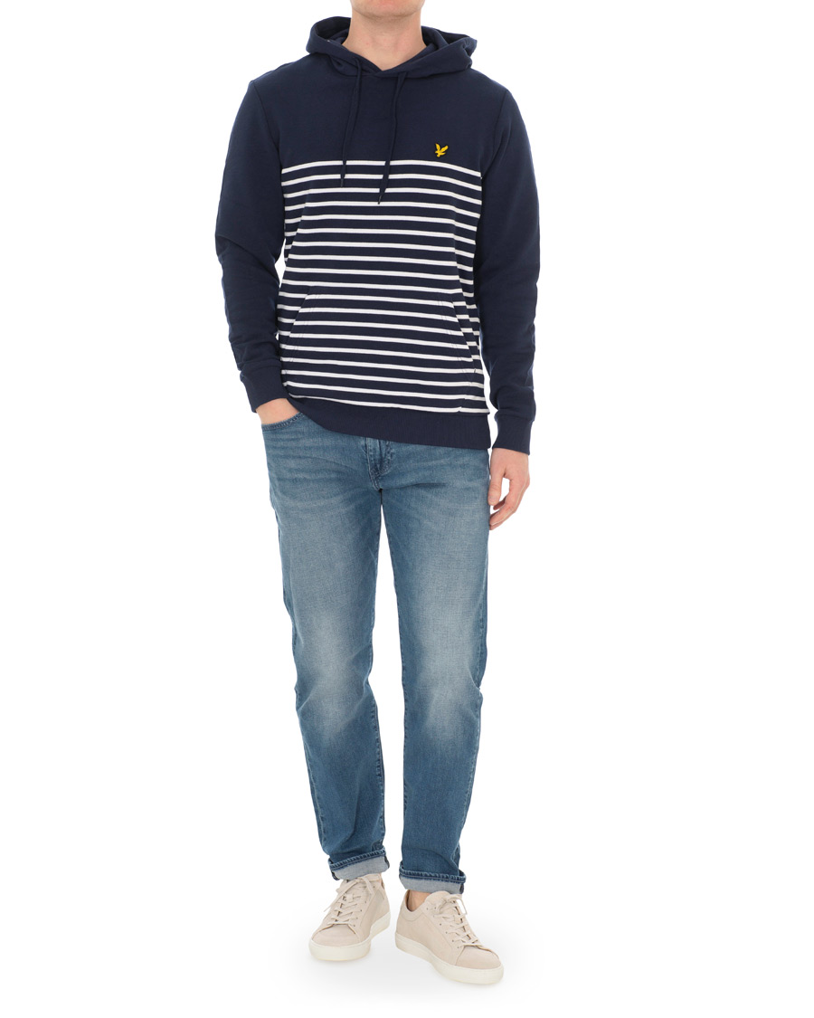 Heren | Truien | Lyle & Scott | Stripe Hoodie Navy/White