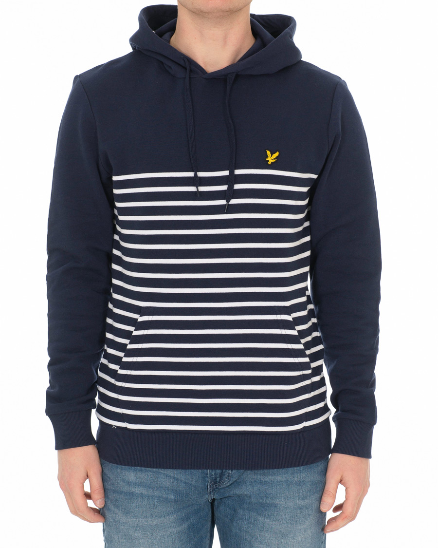 Heren | Truien | Lyle & Scott | Stripe Hoodie Navy/White