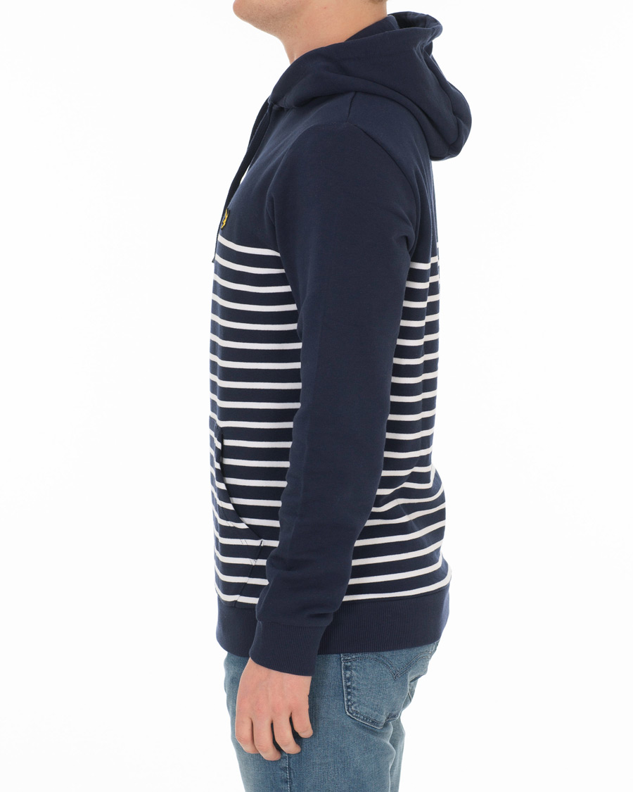 Heren | Truien | Lyle & Scott | Stripe Hoodie Navy/White