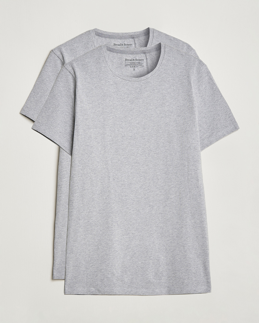 Homme | T-shirts | Bread & Boxers | 2-Pack Crew Neck Tee Grey Melange