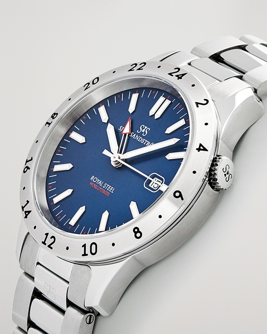 Heren | Sjöö Sandström Royal Steel Worldtimer 41mm Blue with Steel | Sjöö Sandström | Royal Steel Worldtimer 41mm Blue with Steel