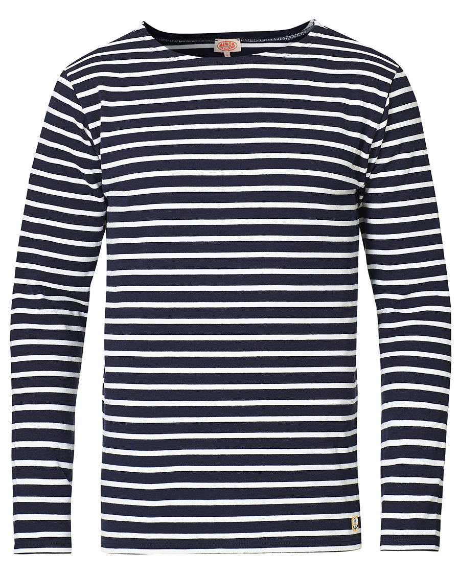 Homme | T-shirts | Armor-lux | Houat Héritage Stripe Longsleeve T-shirt Navy/White