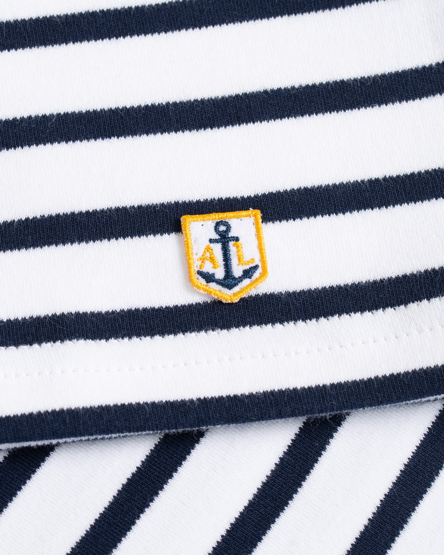 Homme | T-shirts | Armor-lux | Houat Héritage Stripe Longsleeve T-shirt White/Navy