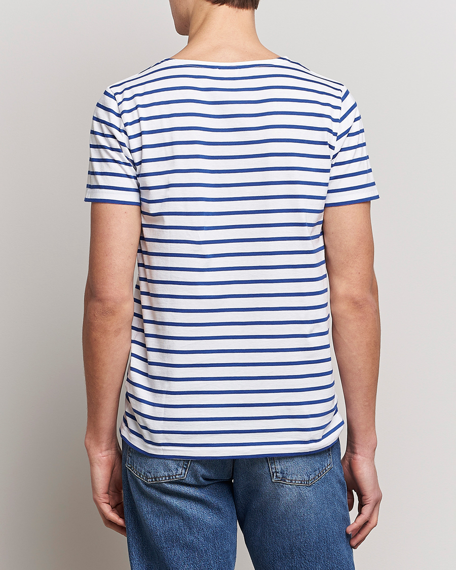 Heren | T-shirts | Armor-lux | Hoëdic Boatneck Héritage Stripe T-shirt White/Blue