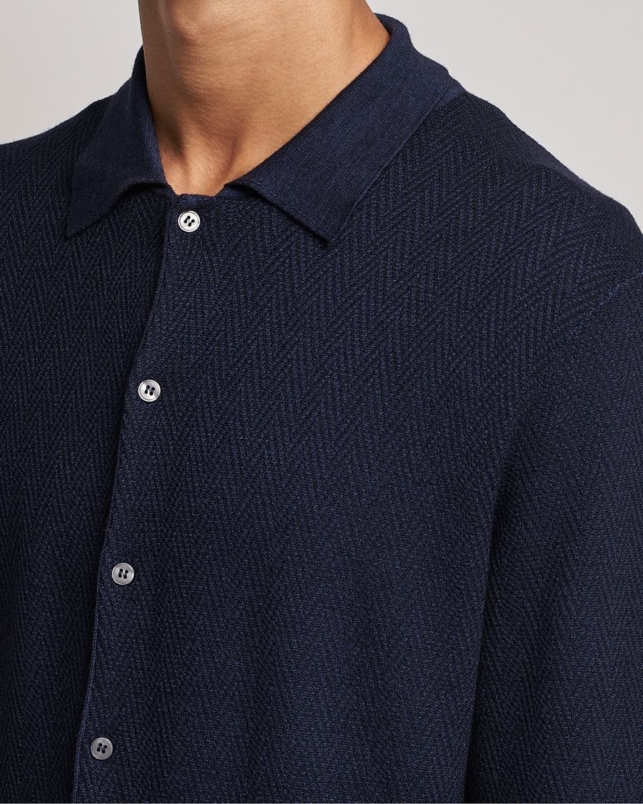 Homme | Pulls Et Tricots | Altea | Herringbone Wool Shirt Navy