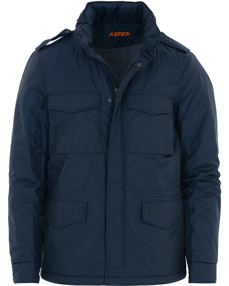 Homme | Manteaux Et Vestes | Aspesi | Minifield Wool Lined Field Jacket Dark Blue