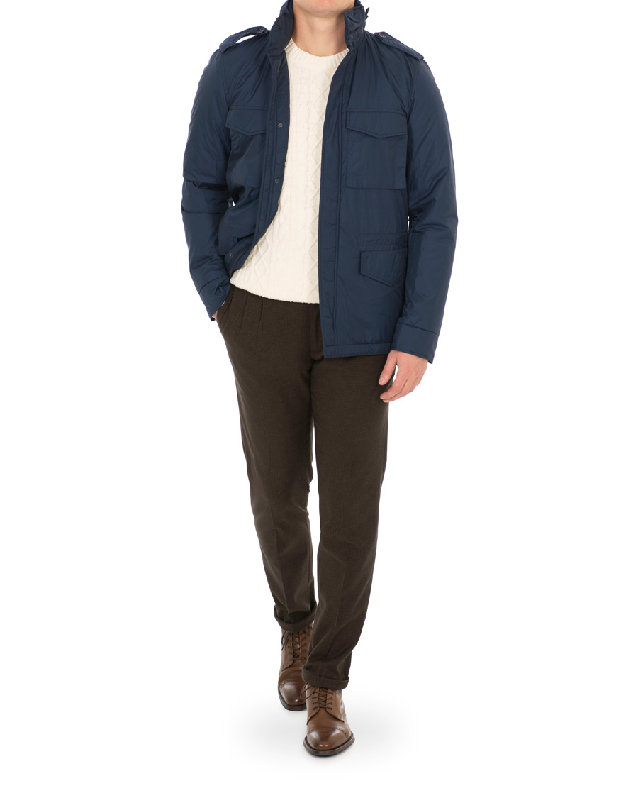 Homme | Manteaux Et Vestes | Aspesi | Minifield Wool Lined Field Jacket Dark Blue