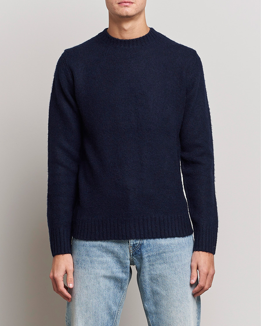 Heren | Truien | Aspesi | Brushed Shetland Sweater Navy