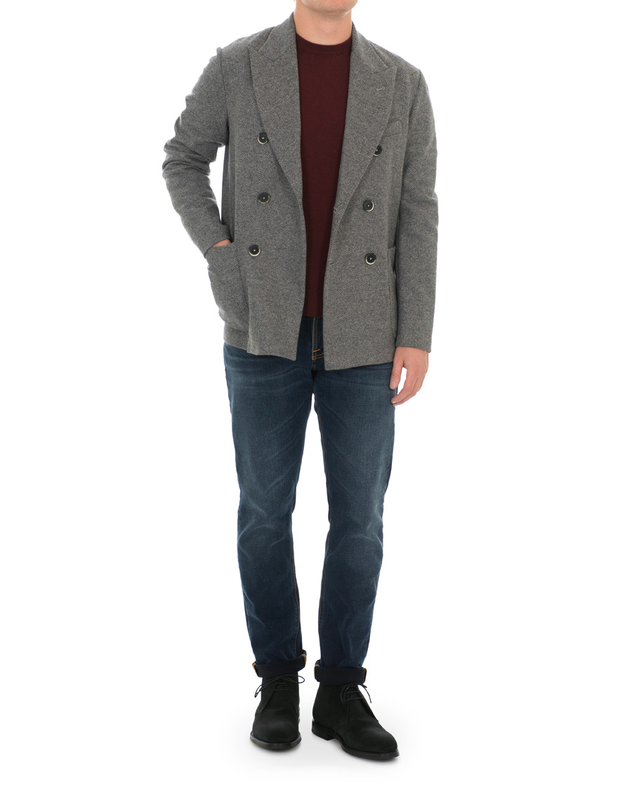 Homme | Blazers | Barena | Mosto Double Breasted Herringbone Blazer Light Grey