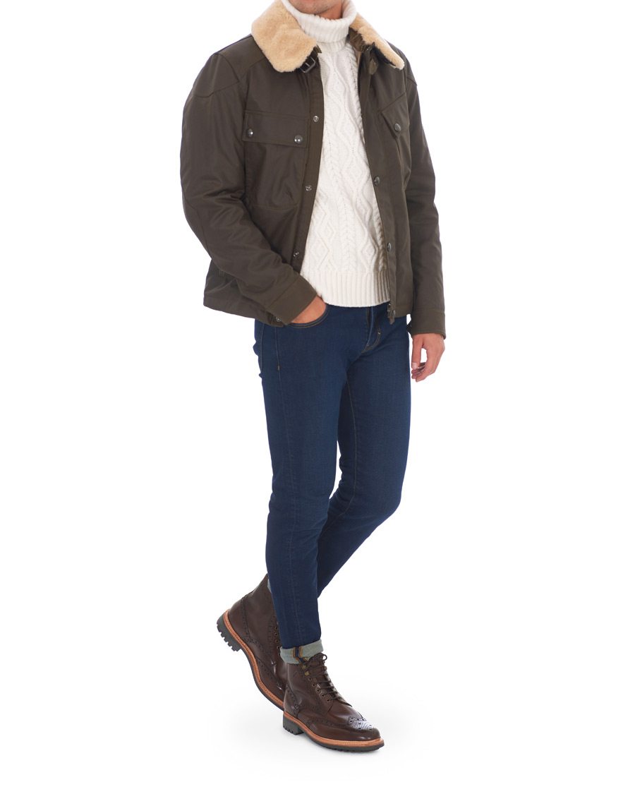 Homme | Manteaux Et Vestes | Belstaff | Patrol Shearling Pilot Waxed Jacket Windsor Moss