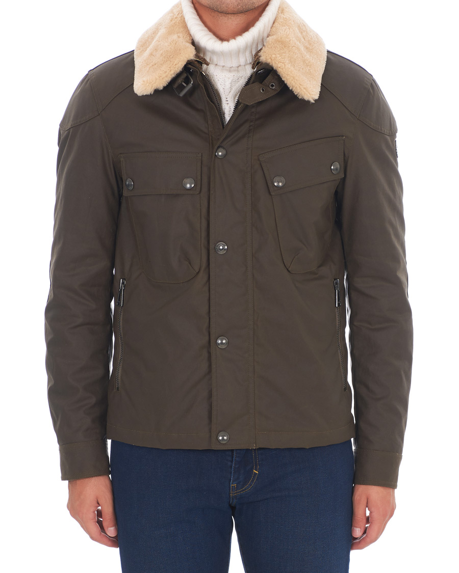 Homme | Manteaux Et Vestes | Belstaff | Patrol Shearling Pilot Waxed Jacket Windsor Moss