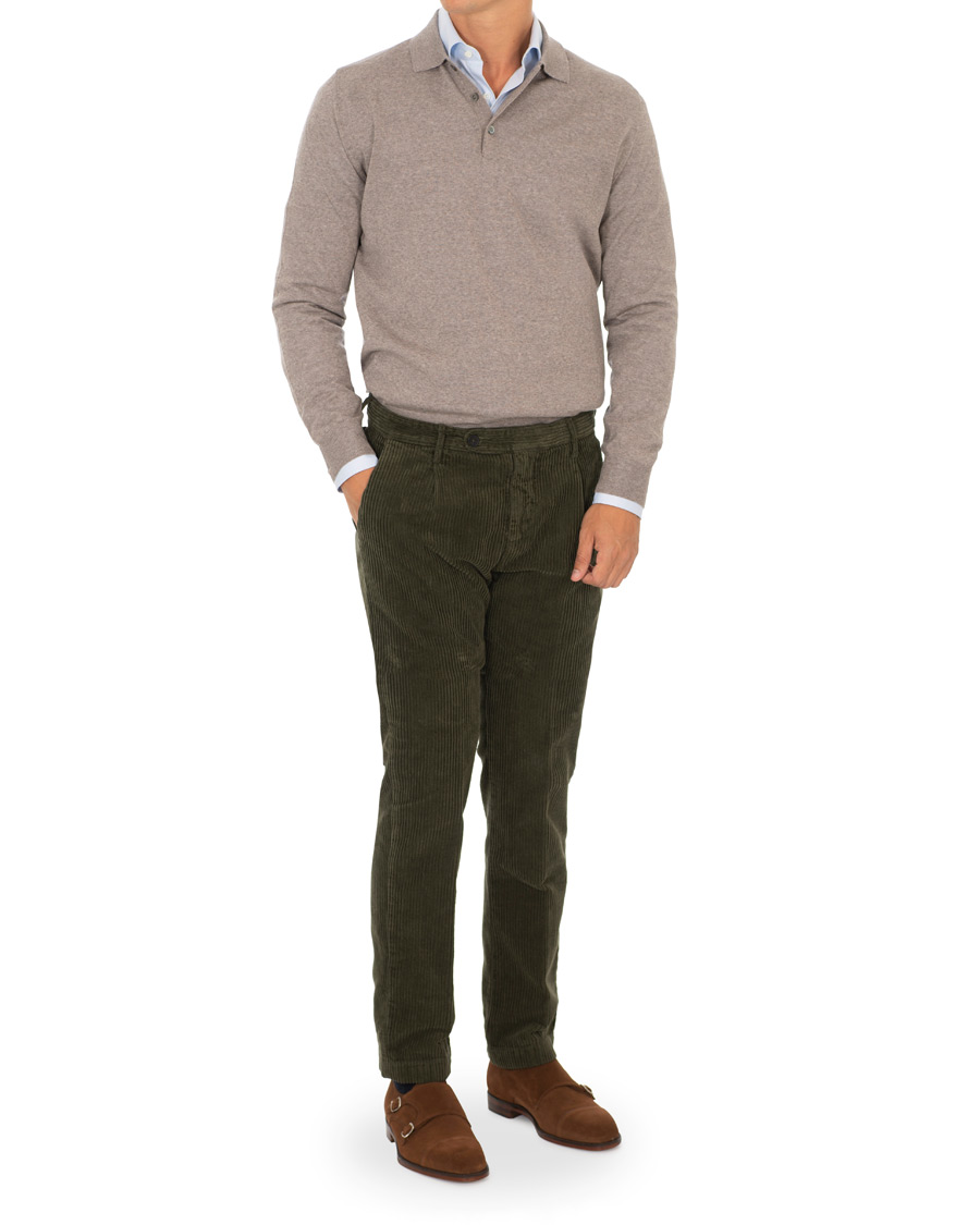 Homme | Pantalons | Massimo Alba | Ionio Single Pleated Corduroy Trousers Military