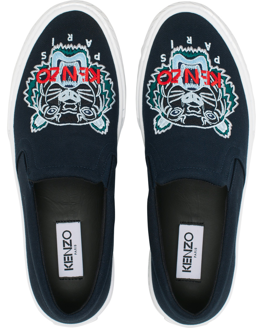 Heren | KENZO Slip-on Canvas Sneakers Navy | KENZO | Slip-on Canvas Sneakers Navy