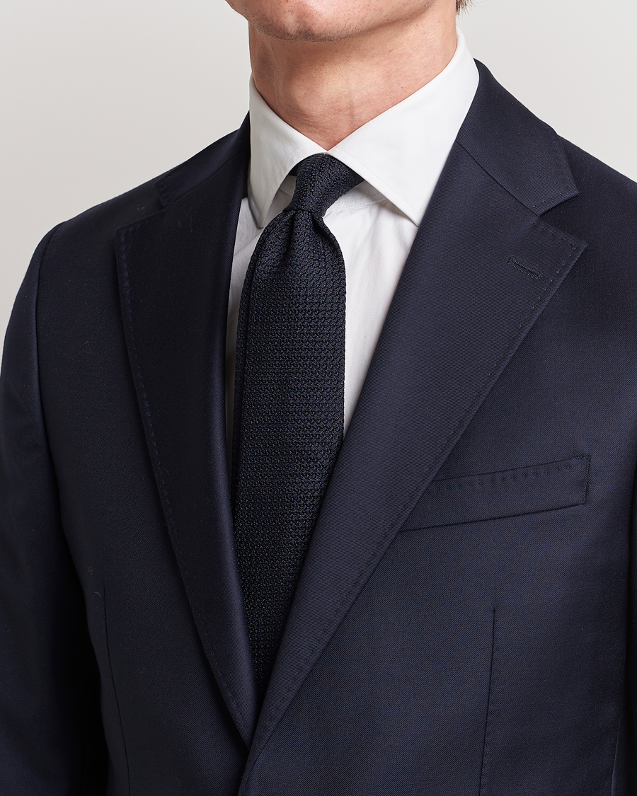 Homme | Cravates | Amanda Christensen | Silk Grenadine 8 cm Tie Navy