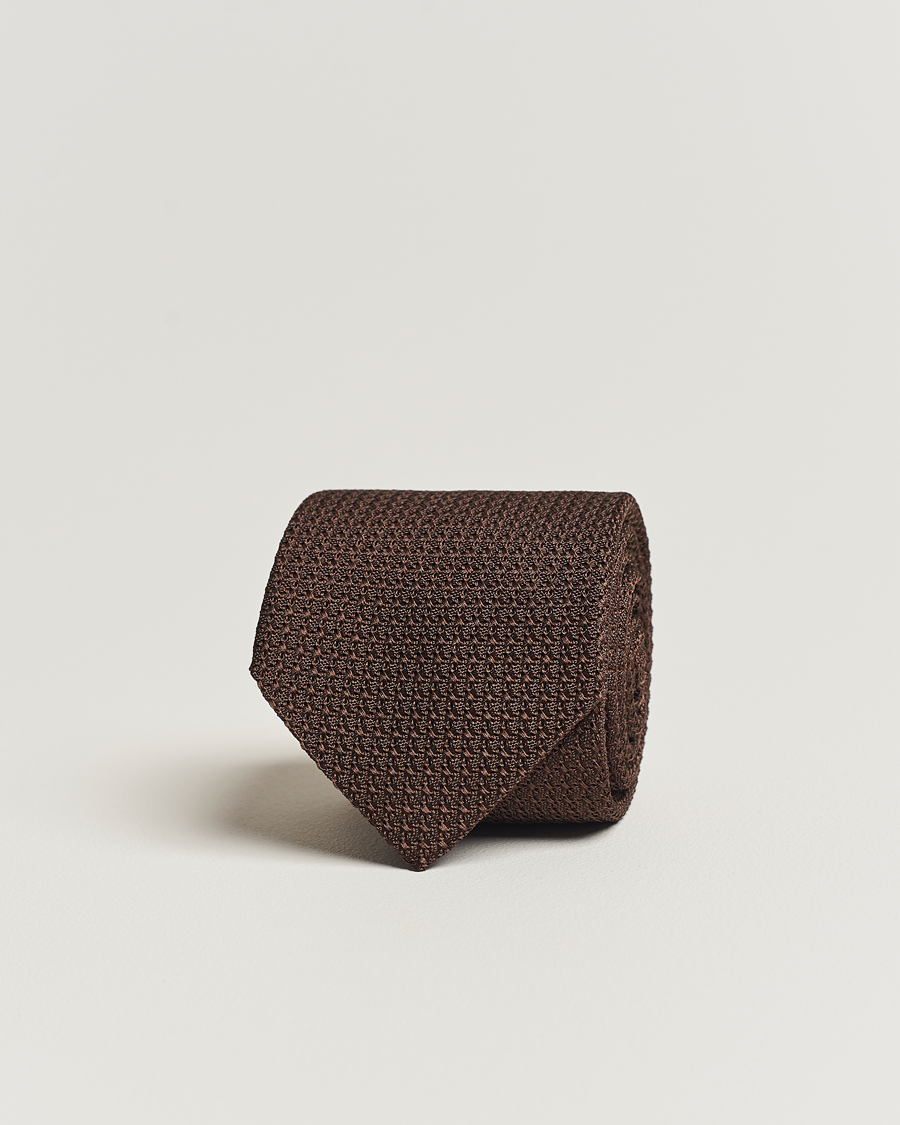 Homme | Amanda Christensen Silk Grenadine 8 cm Tie Brown | Amanda Christensen | Silk Grenadine 8 cm Tie Brown