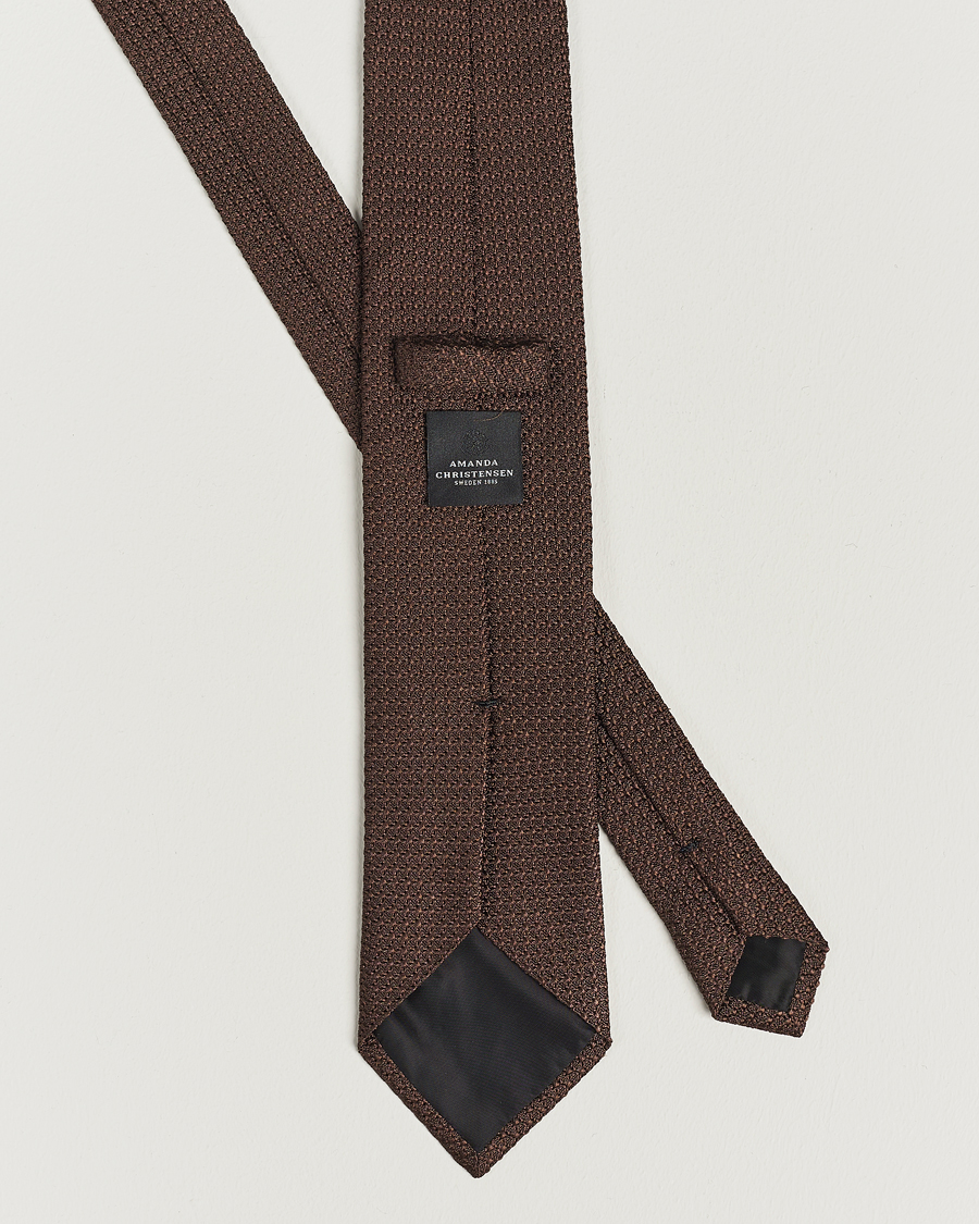Homme | Amanda Christensen Silk Grenadine 8 cm Tie Brown | Amanda Christensen | Silk Grenadine 8 cm Tie Brown