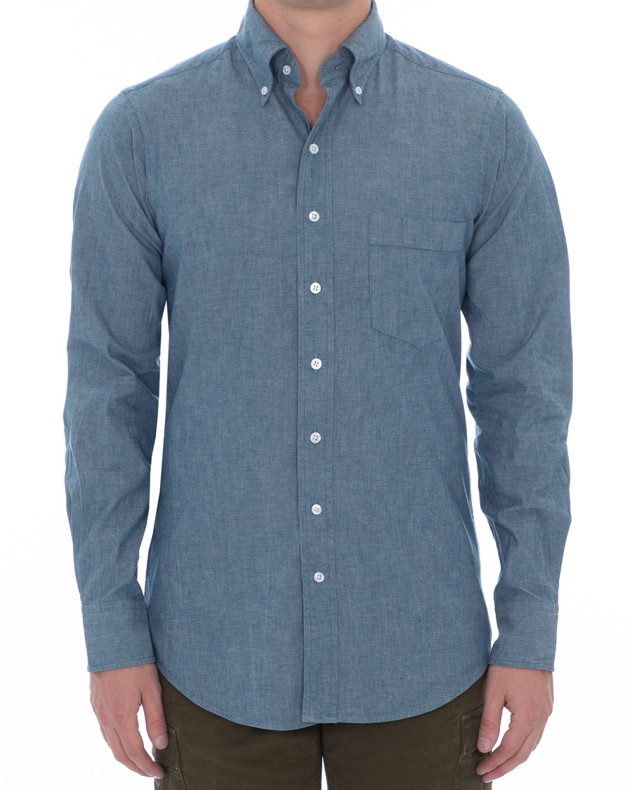 Homme | Chemises | Drake's | Slim Fit Chambray Shirt Light Washed