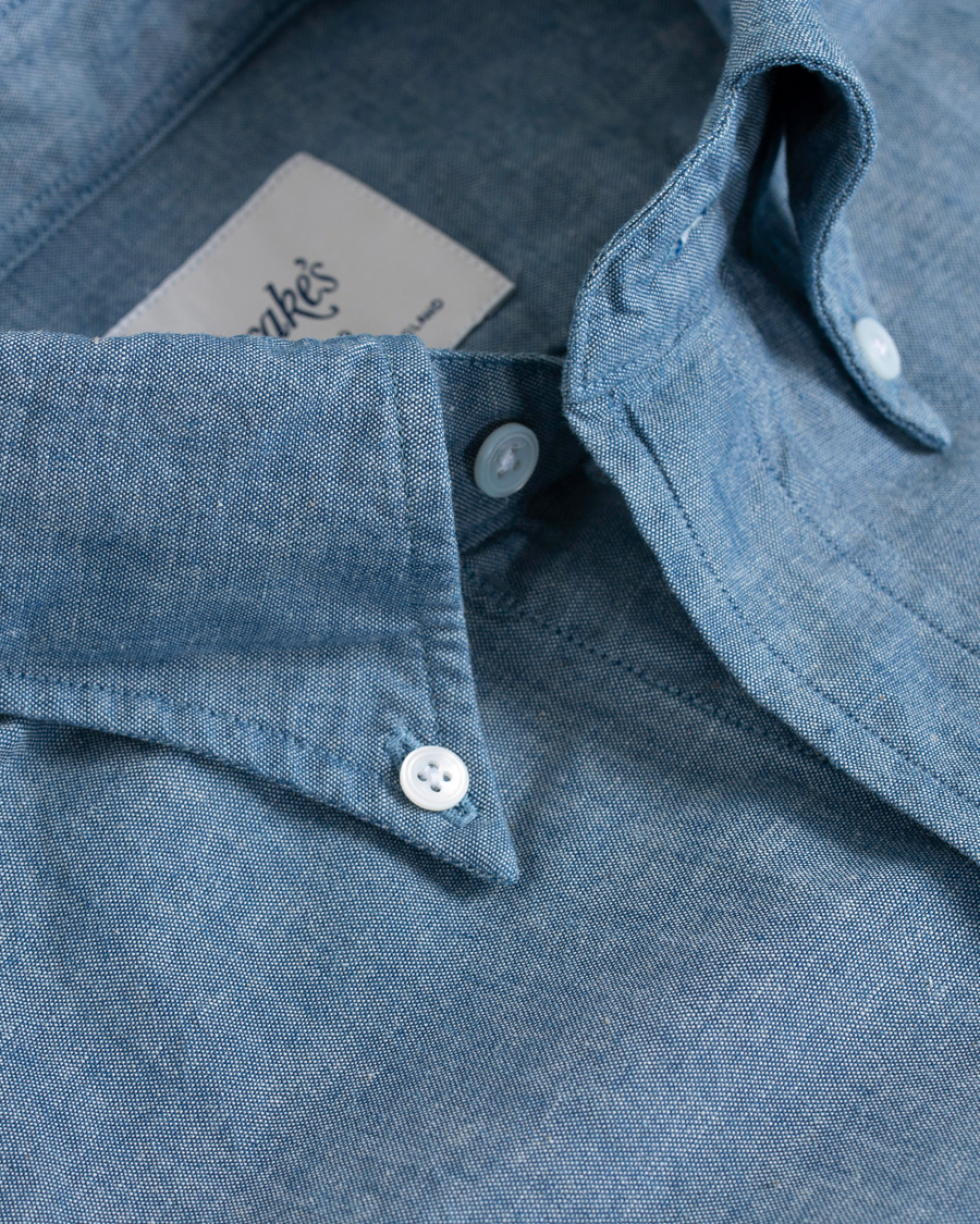 Homme | Chemises | Drake's | Slim Fit Chambray Shirt Light Washed