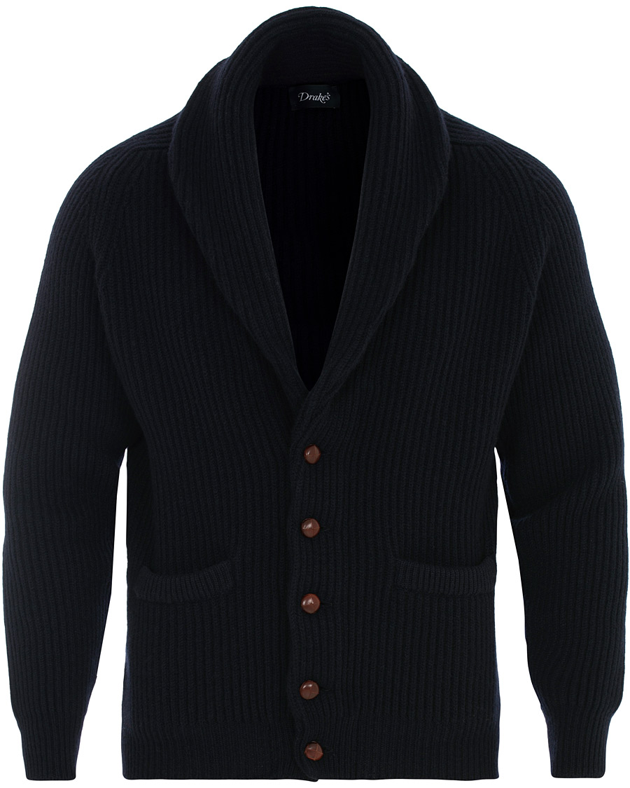 Homme | Pulls Et Tricots | Drake's | Lambswool Shawl Cardigan Navy