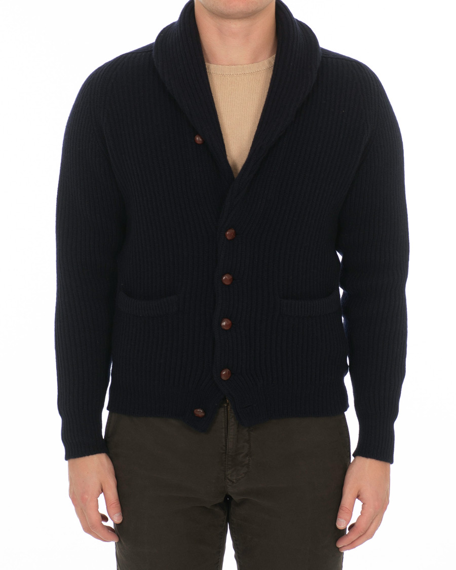Homme | Pulls Et Tricots | Drake's | Lambswool Shawl Cardigan Navy