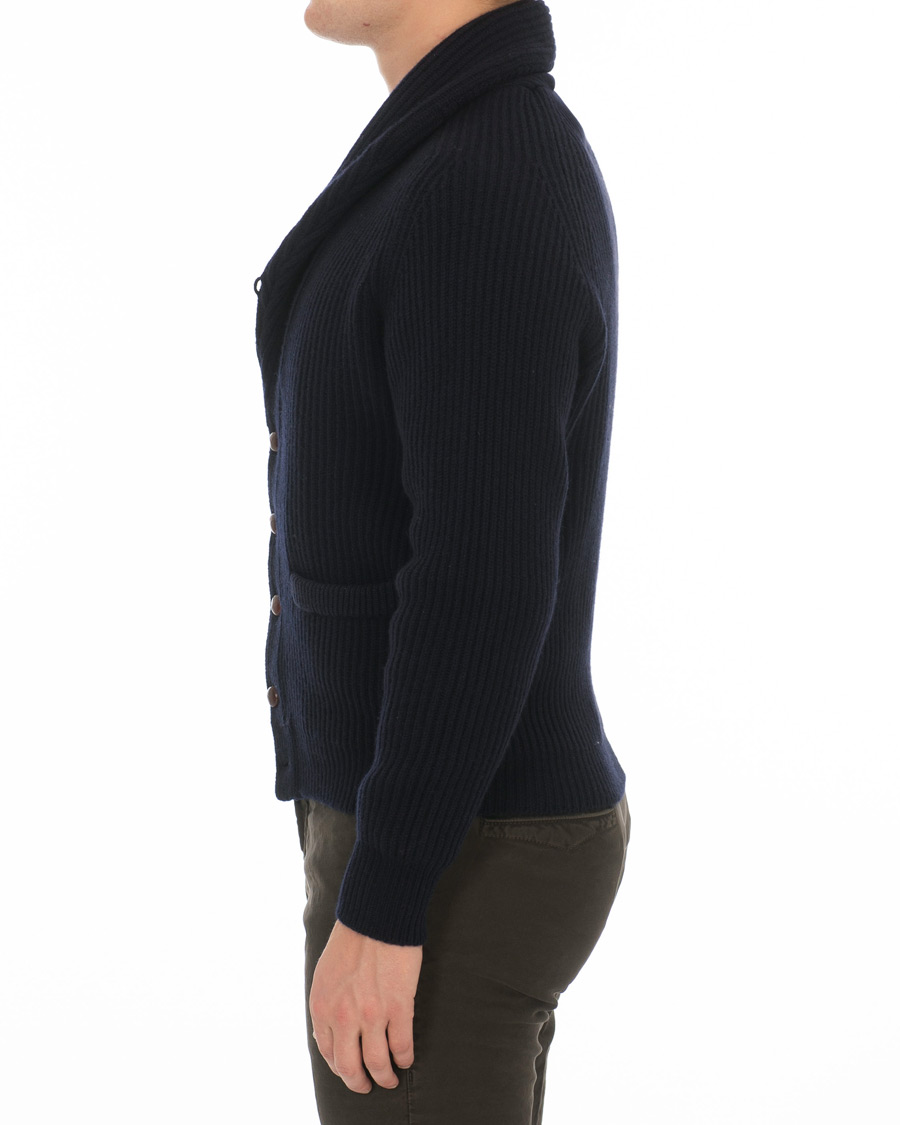 Homme | Pulls Et Tricots | Drake's | Lambswool Shawl Cardigan Navy