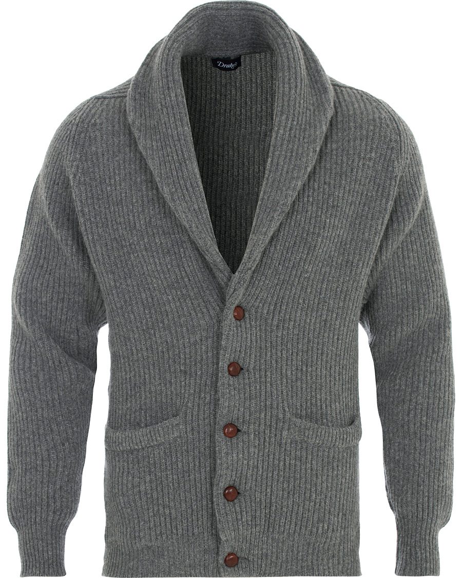 Homme | Pulls Et Tricots | Drake's | Lambswool Shawl Cardigan Grey