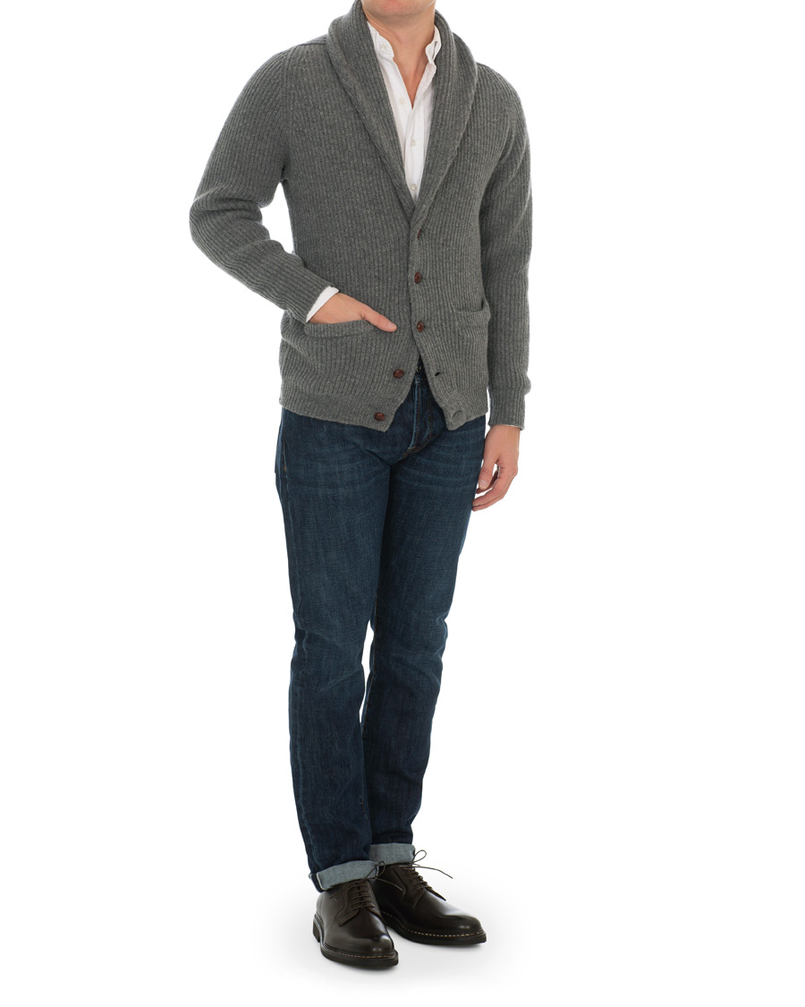 Homme | Pulls Et Tricots | Drake's | Lambswool Shawl Cardigan Grey