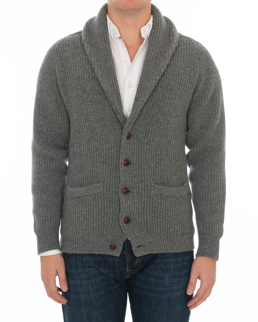 Homme | Pulls Et Tricots | Drake's | Lambswool Shawl Cardigan Grey