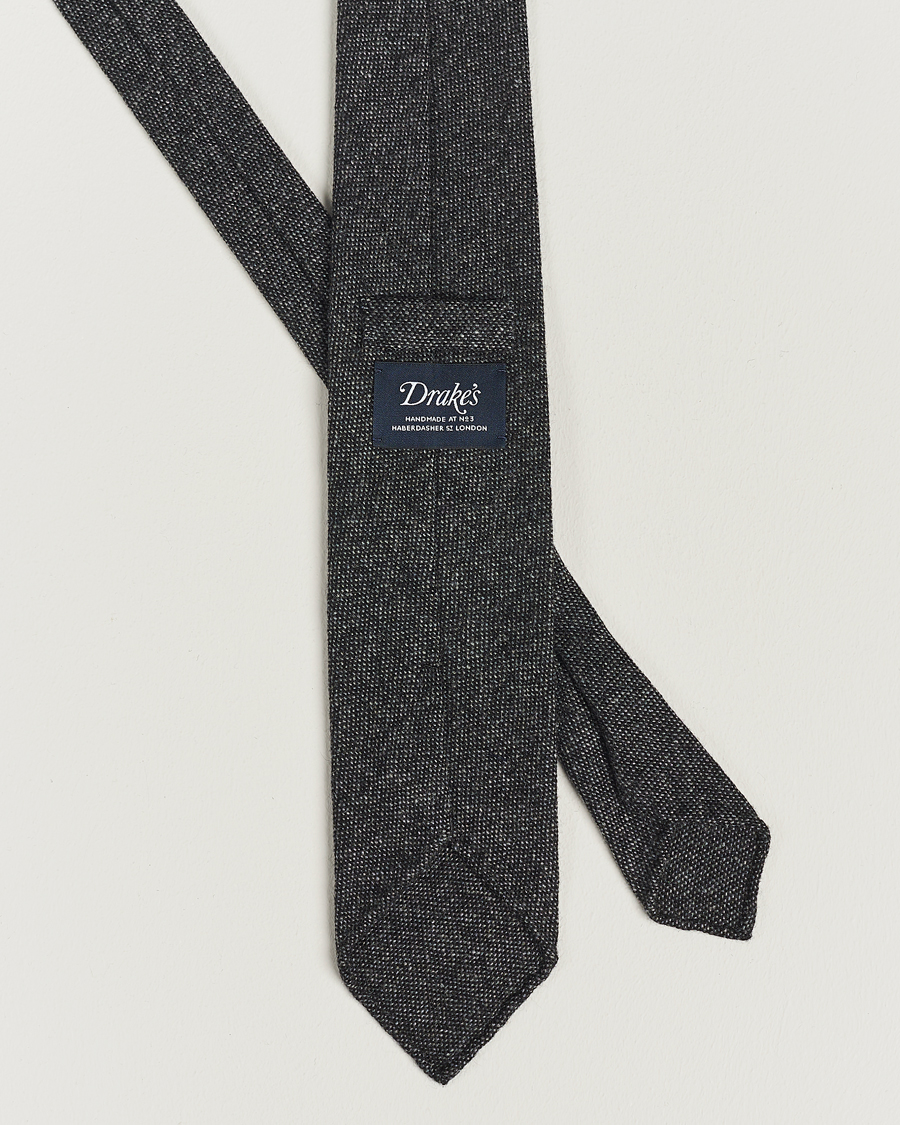 Homme | Drake's Cashmere 8 cm Tie Grey/Black | Drake's | Cashmere 8 cm Tie Grey/Black