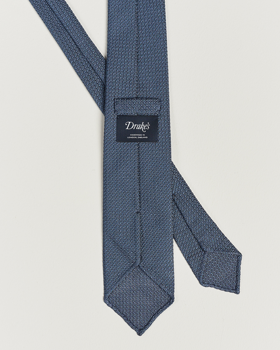 Homme | Drake's Silk Grenadine Handrolled 8 cm Tie Petrol Blue | Drake's | Silk Grenadine Handrolled 8 cm Tie Petrol Blue
