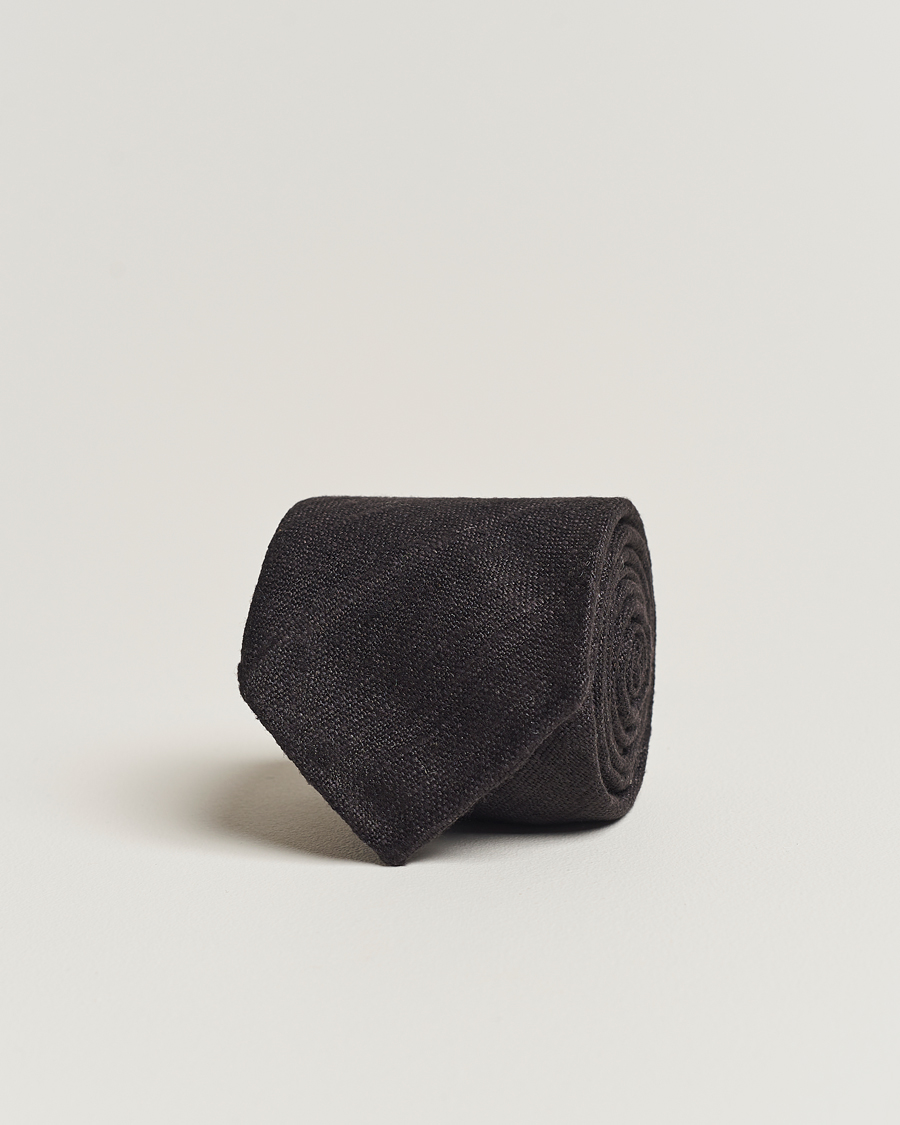 Homme | Drake's Tussah Silk Handrolled 8 cm Tie Black | Drake's | Tussah Silk Handrolled 8 cm Tie Black