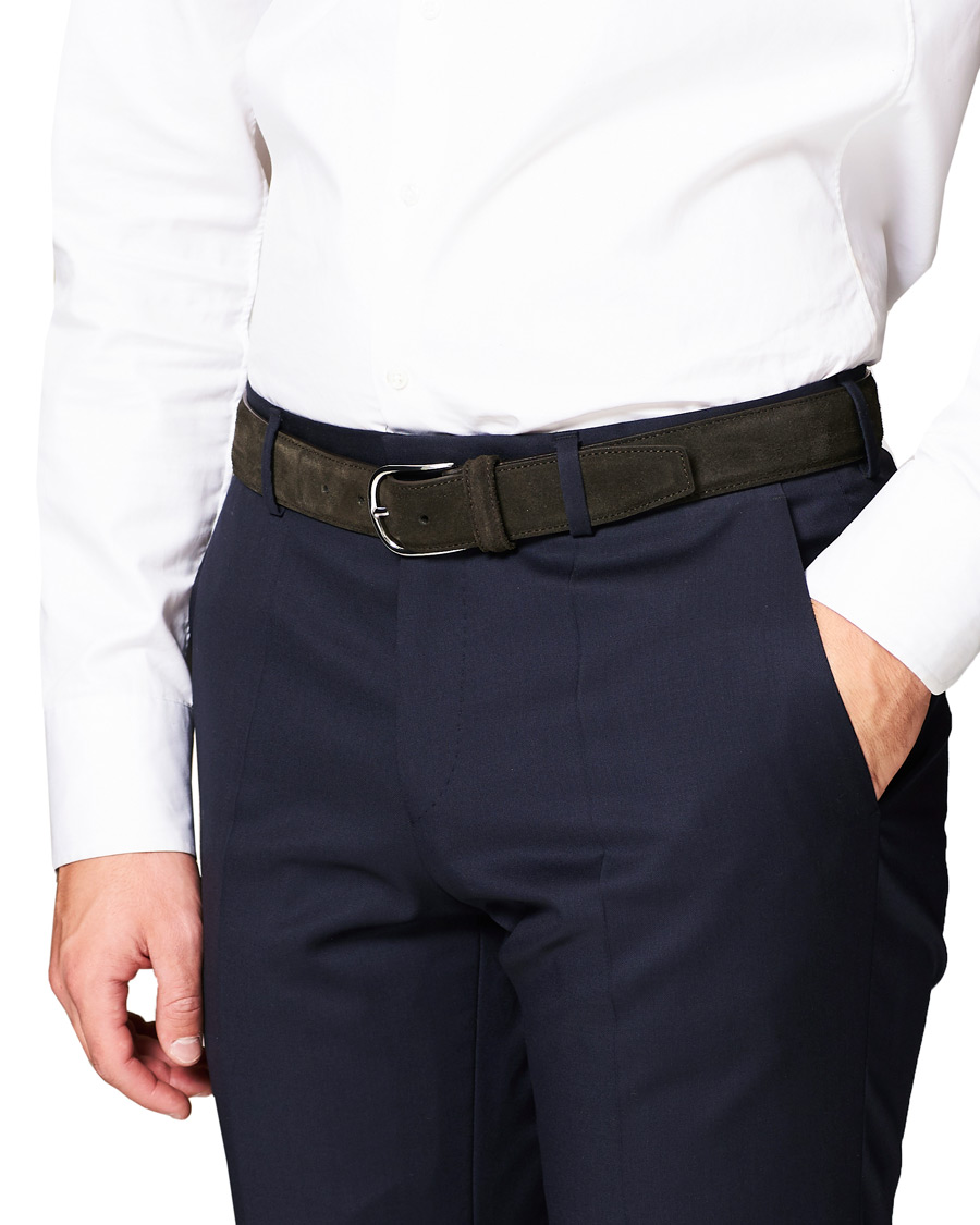 Homme | Anderson's Suede 3,5 cm Belt Dark Brown | Anderson's | Suede 3,5 cm Belt Dark Brown