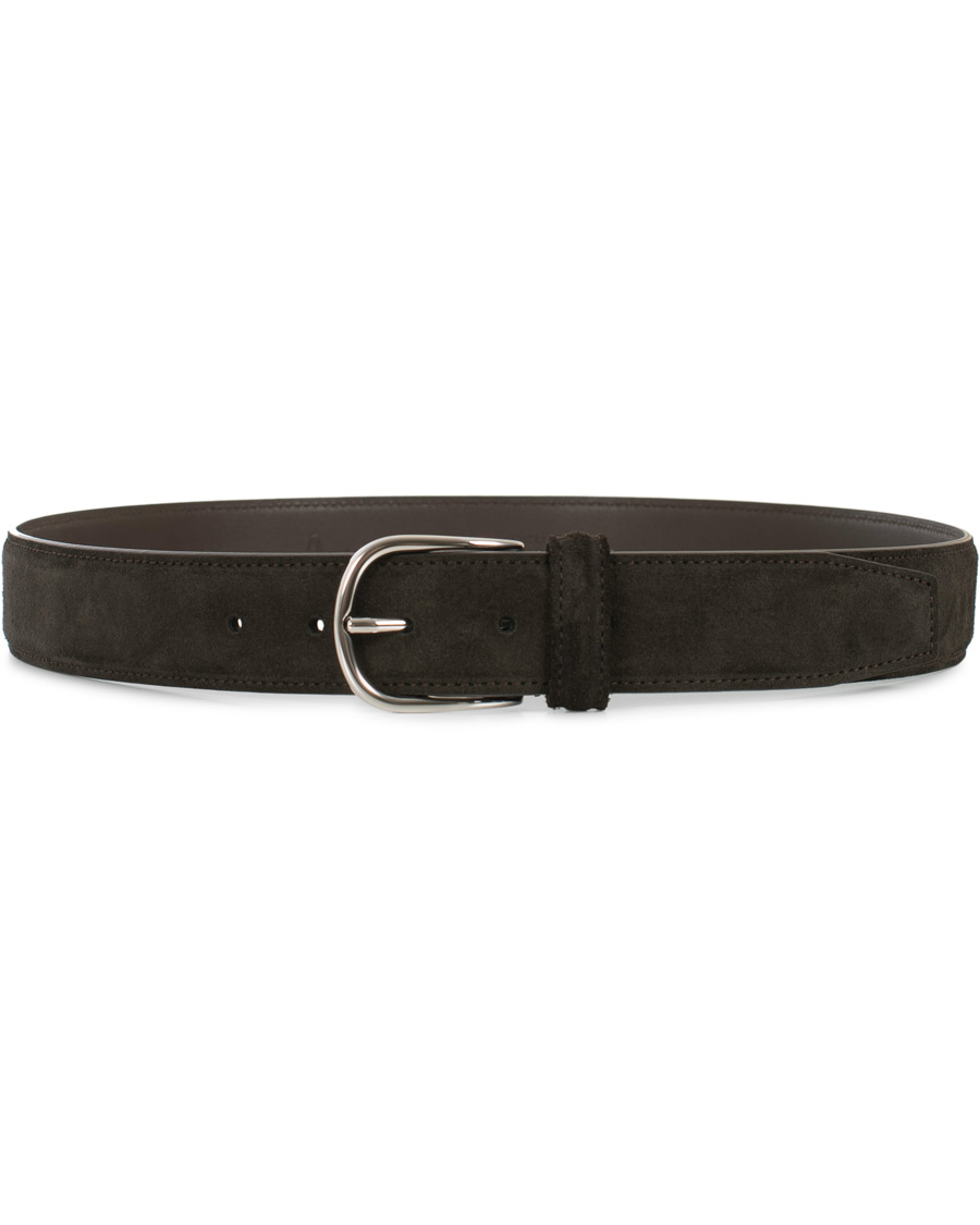Homme | Anderson's Suede 3,5 cm Belt Dark Brown | Anderson's | Suede 3,5 cm Belt Dark Brown