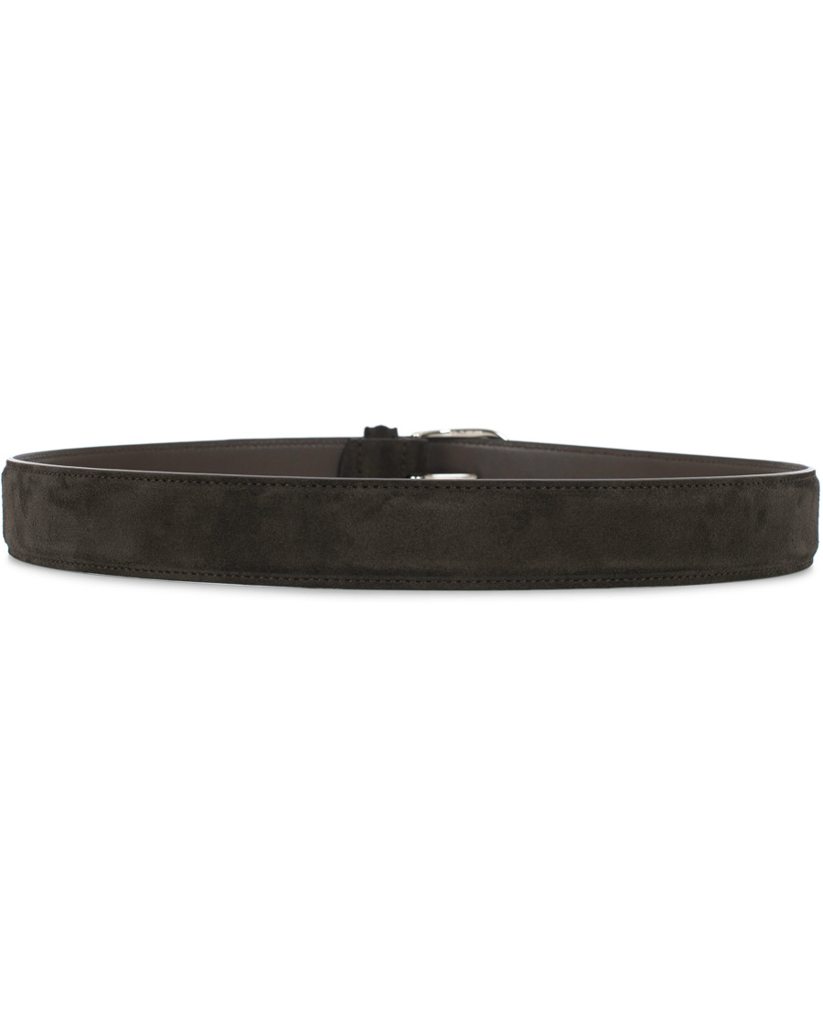 Homme | Anderson's Suede 3,5 cm Belt Dark Brown | Anderson's | Suede 3,5 cm Belt Dark Brown