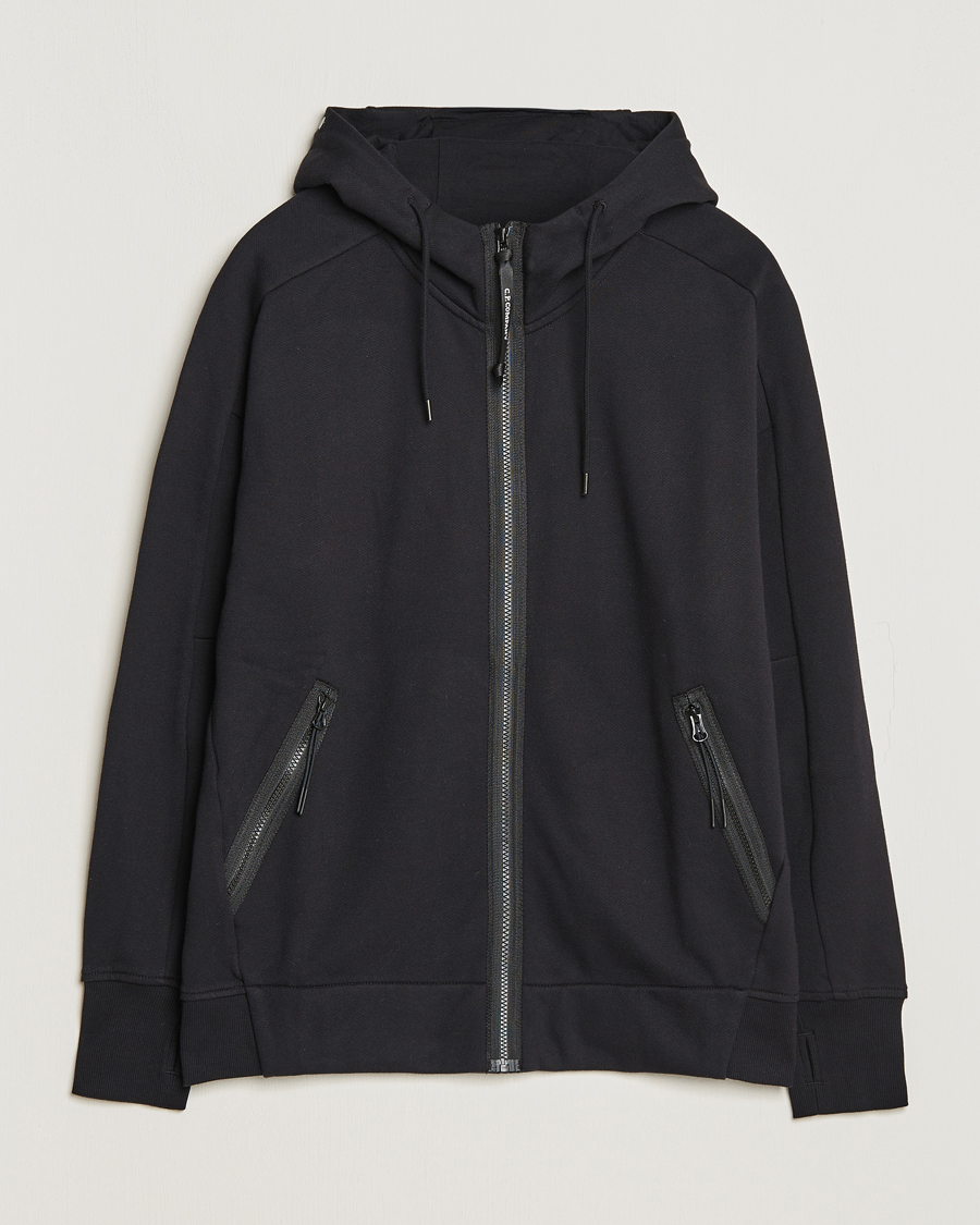 Homme | Pulls Et Tricots | C.P. Company | Diagonal Raised Fleece Full Zip Goggle Hoodie Black