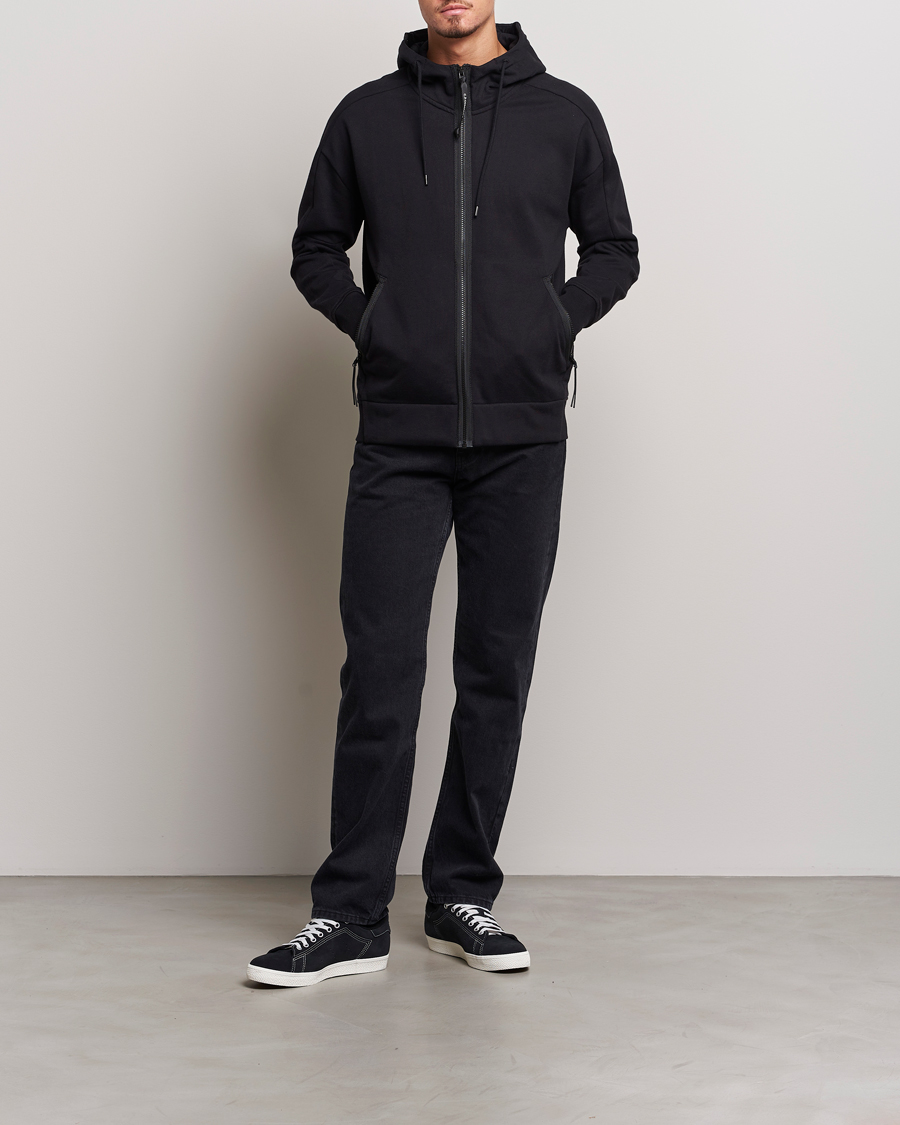 Homme | Pulls Et Tricots | C.P. Company | Diagonal Raised Fleece Full Zip Goggle Hoodie Black
