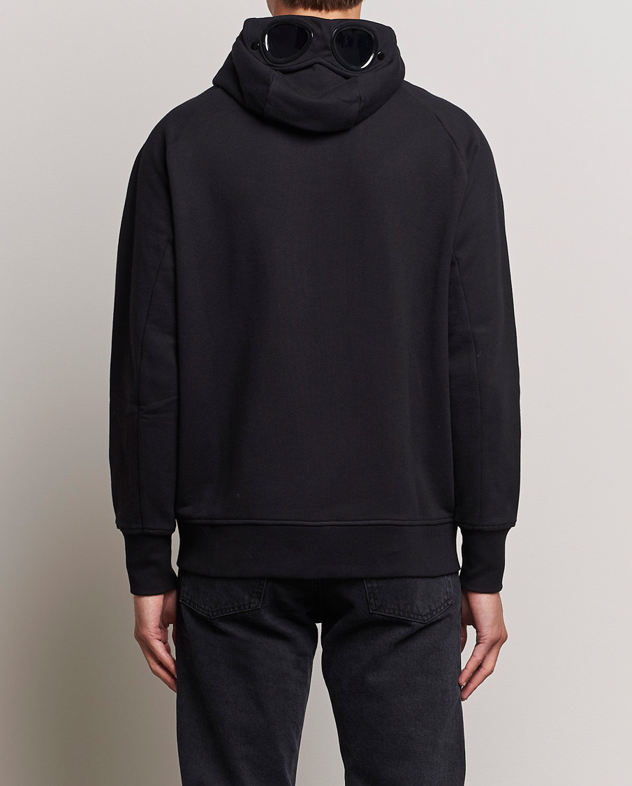 Homme | Pulls Et Tricots | C.P. Company | Diagonal Raised Fleece Full Zip Goggle Hoodie Black
