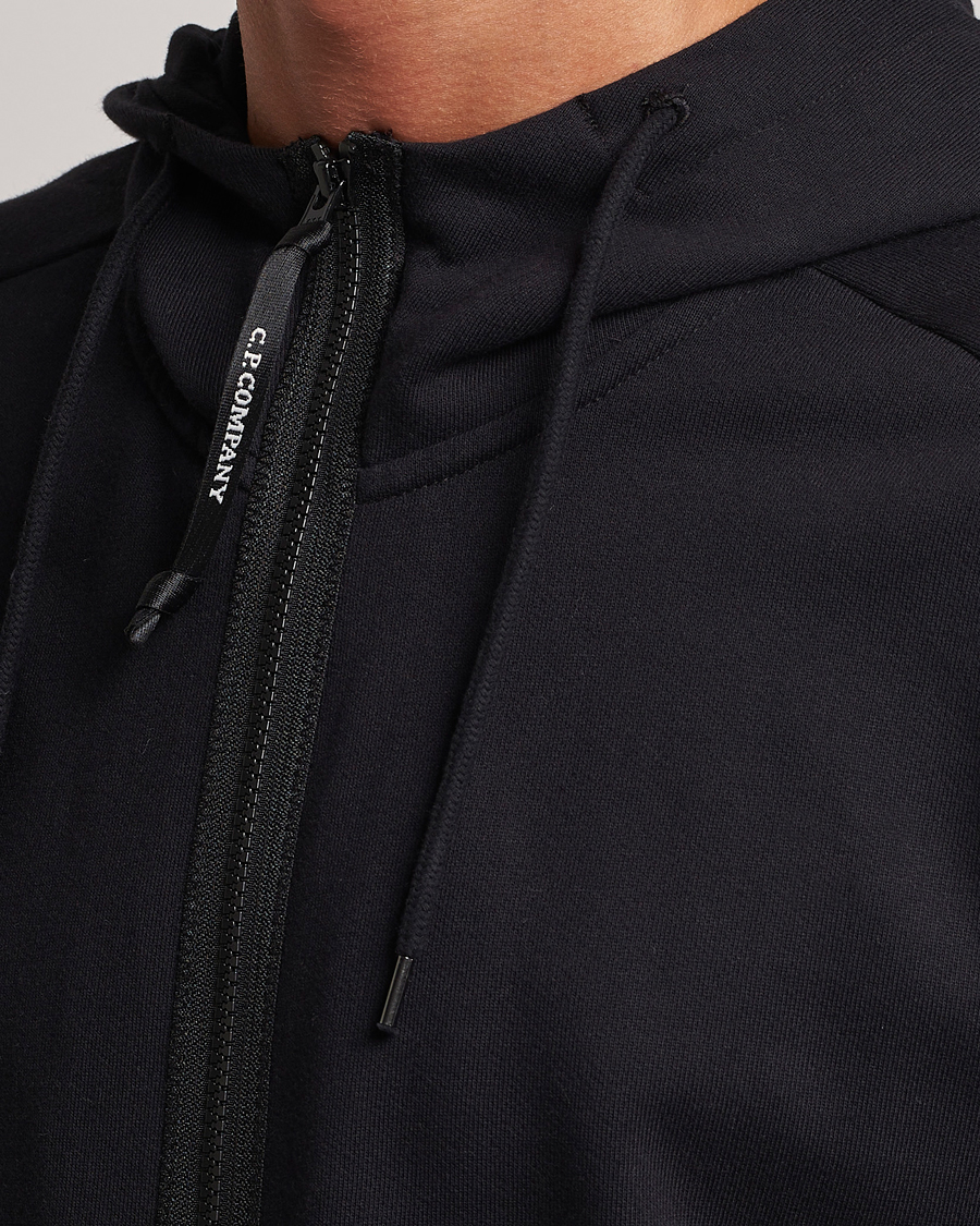 Homme | Pulls Et Tricots | C.P. Company | Diagonal Raised Fleece Full Zip Goggle Hoodie Black