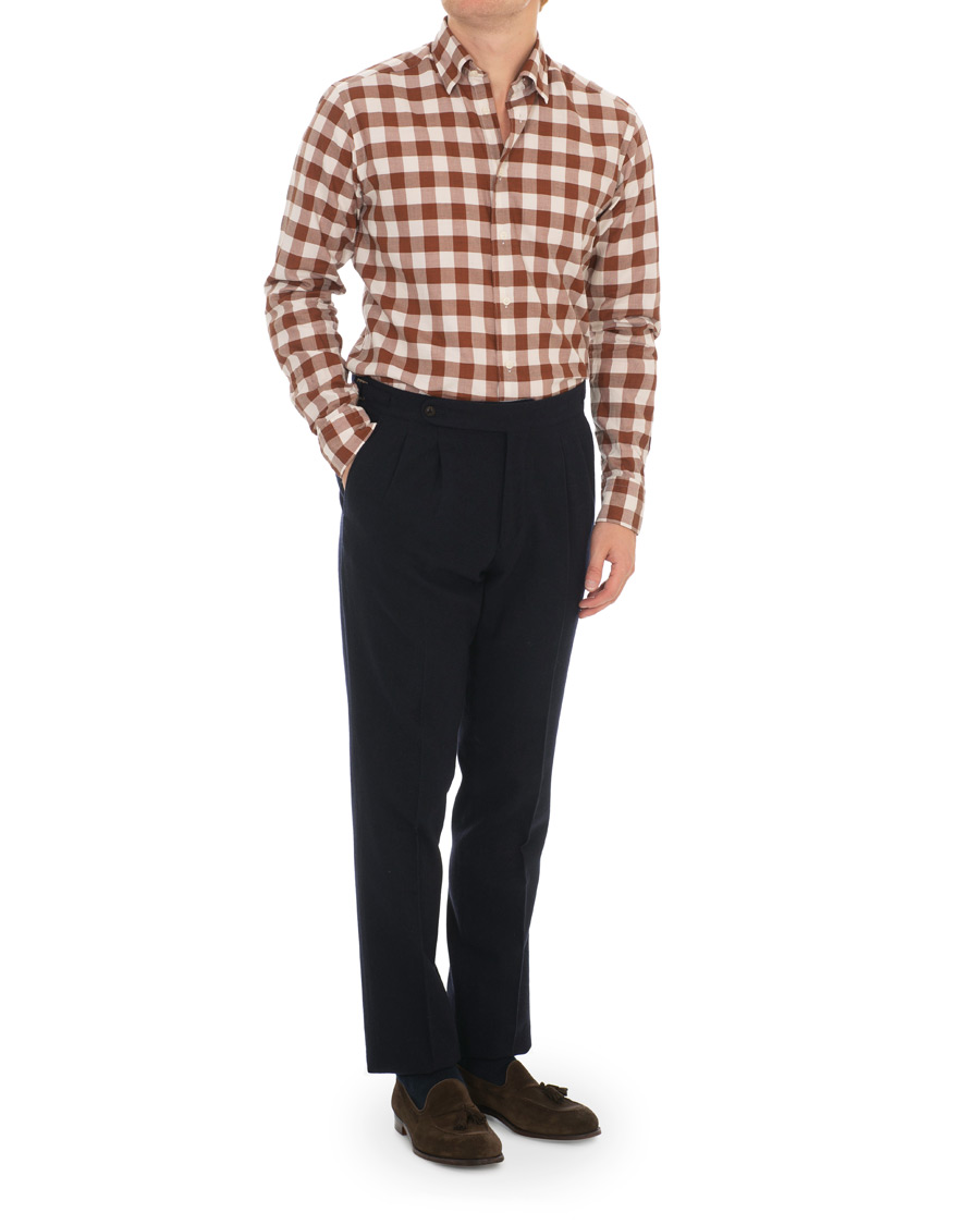 Homme | Chemises | Eton | Slim Fit Twill Button Under Shirt Red/White