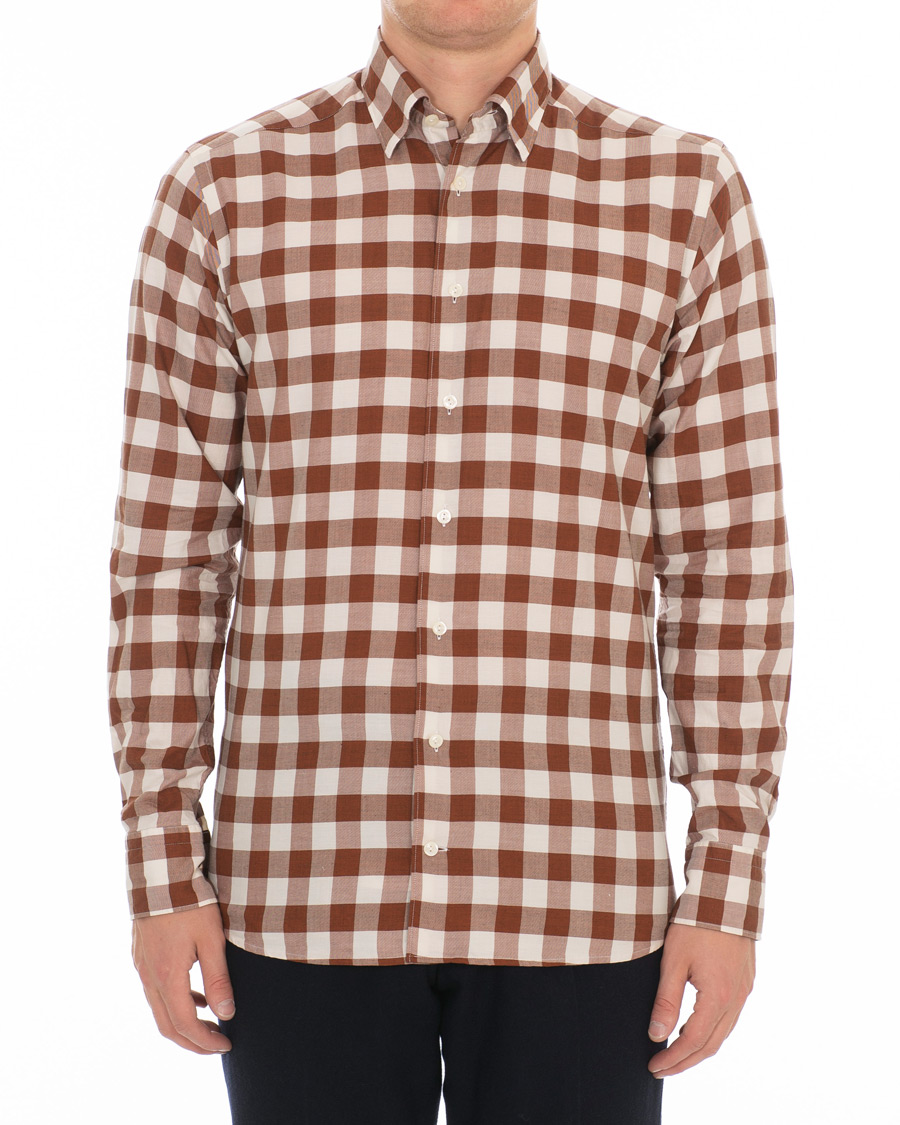Homme | Chemises | Eton | Slim Fit Twill Button Under Shirt Red/White