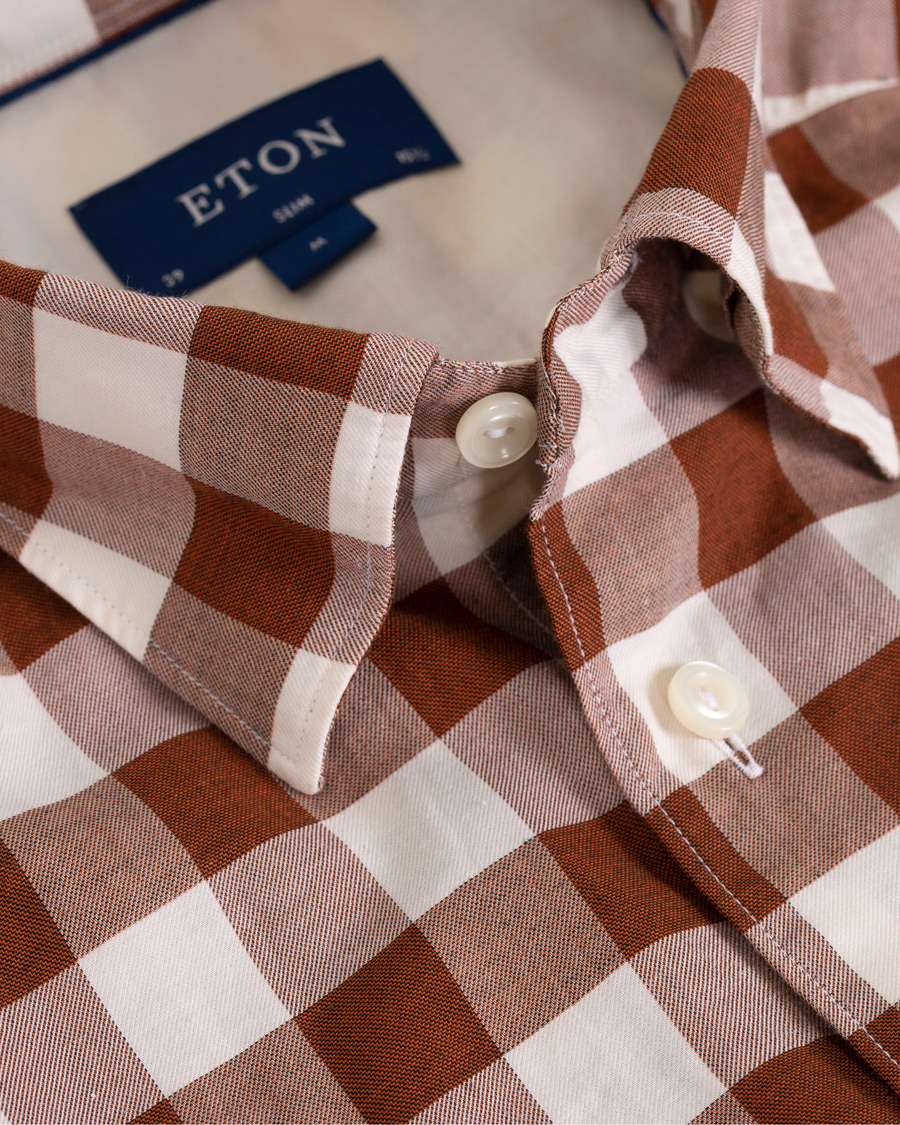 Homme | Chemises | Eton | Slim Fit Twill Button Under Shirt Red/White