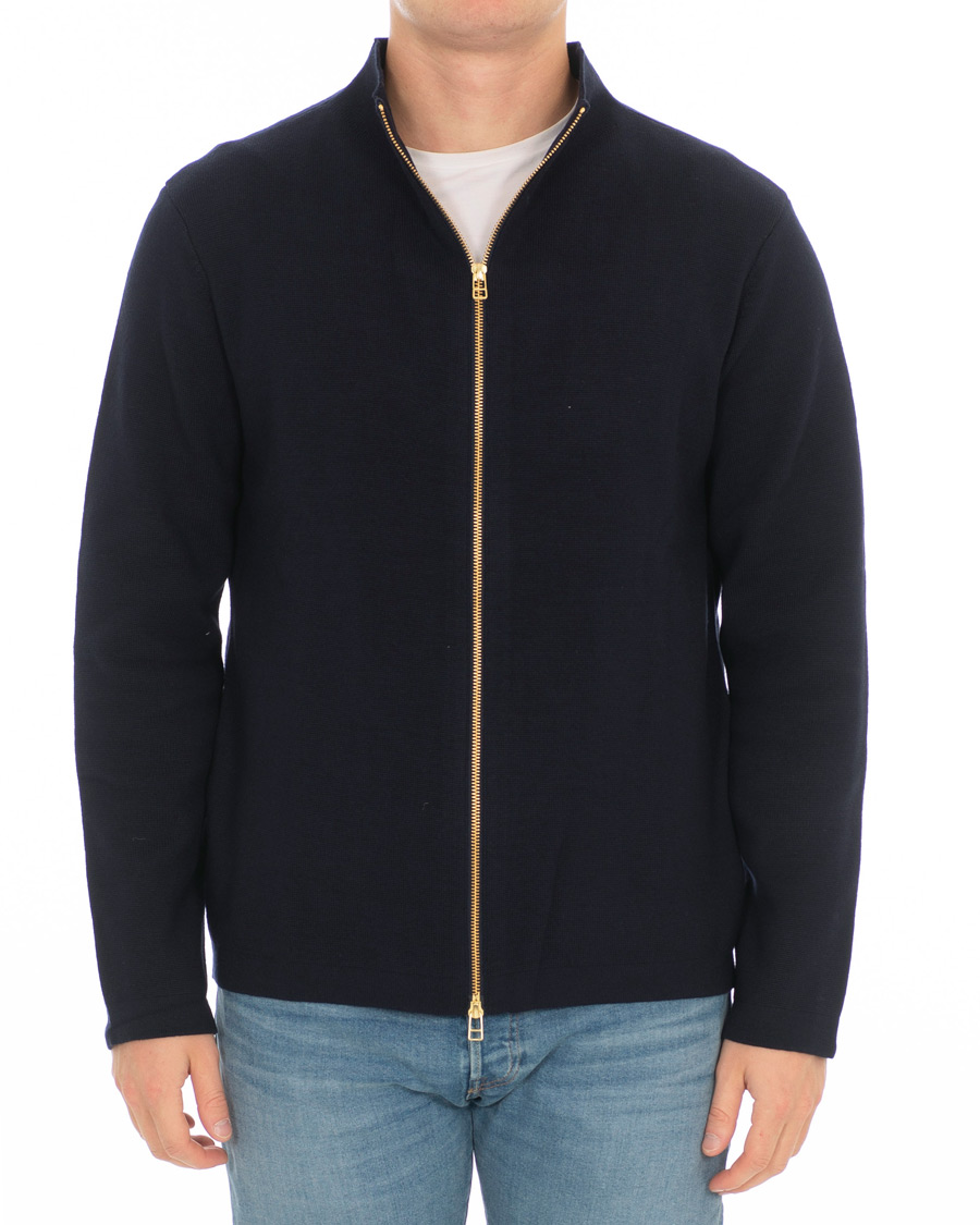 Heren | Truien | Filippa K | Leon Wool/Cotton Full Zip Cardigan Navy