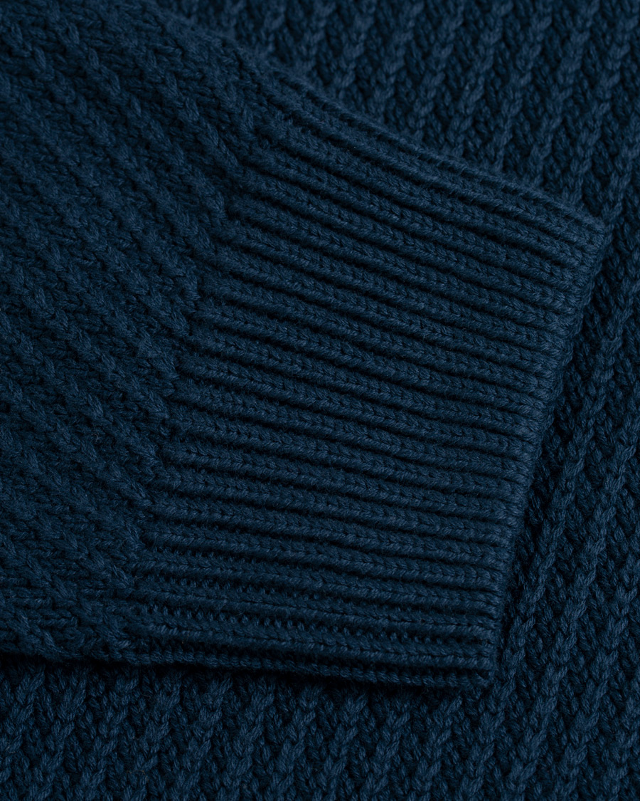 Heren | Truien | Hackett | Diagonal Striped Crew Neck Cotton Sweater Navy