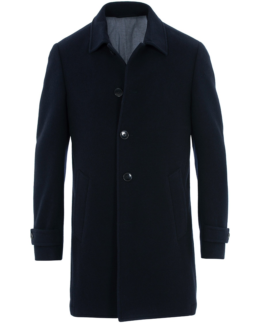 Homme | Manteaux Et Vestes | Hackett | Washed Wool Twill Coat Navy