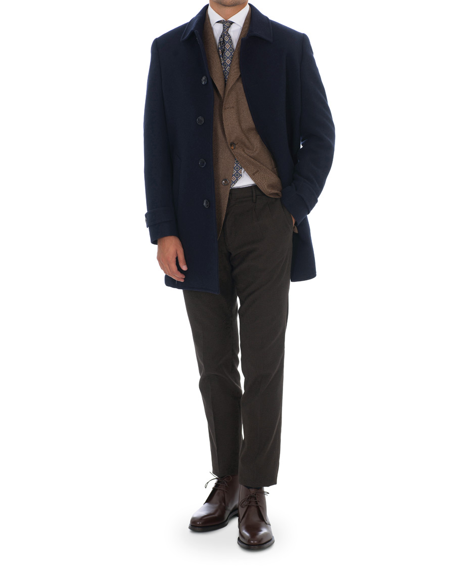 Homme | Manteaux Et Vestes | Hackett | Washed Wool Twill Coat Navy