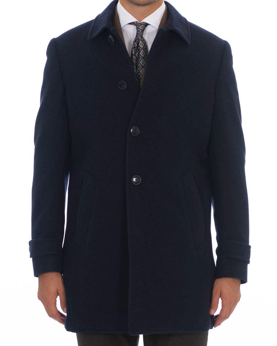 Homme | Manteaux Et Vestes | Hackett | Washed Wool Twill Coat Navy